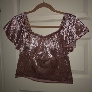 Pink velvet crop top